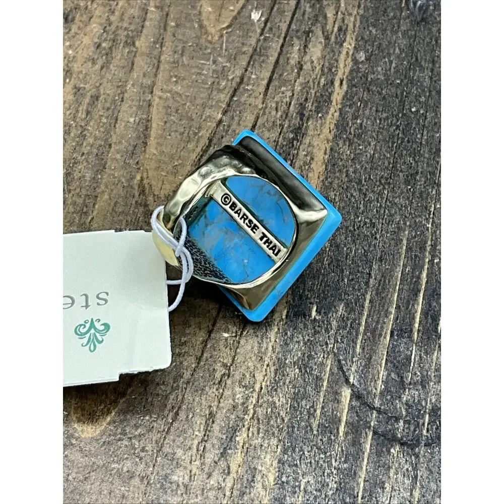 Barse Zara Ring- Turquoise Howlite - Hammered Bronze-6.5- NWT